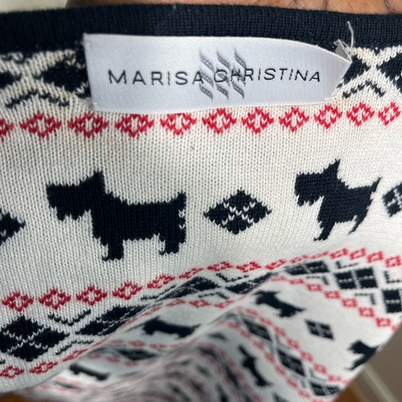 Marisa Christina Scottie Scottish dog pattern holiday Knit Cardigan Sweater - Picture 5 of 7